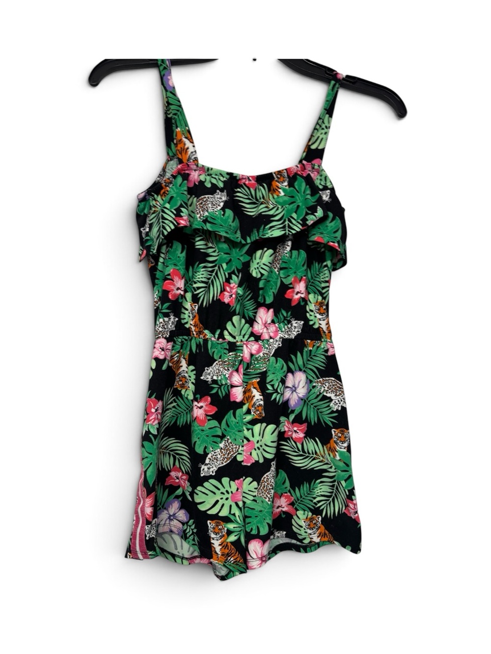 ❗️3/$15❗️girls 10/12 Tropical Floral tiger print romper